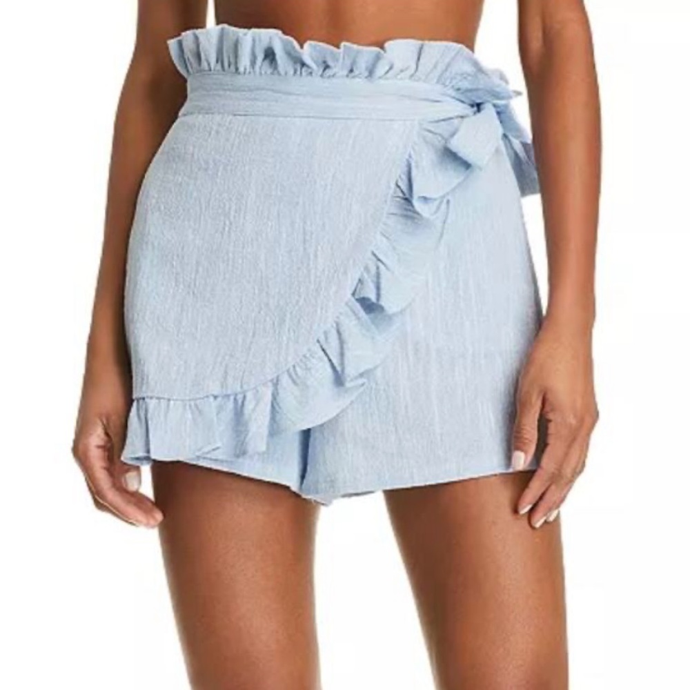 MISA los Angeles blue paper bag shorts